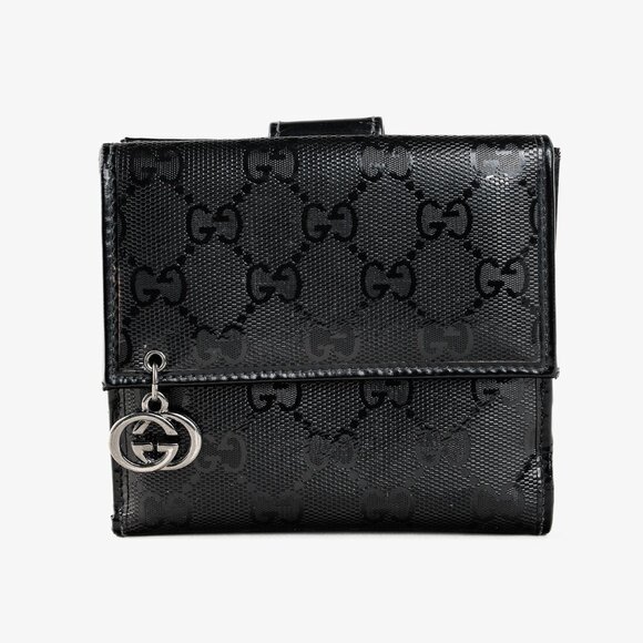 Gucci Handbags - Gucci Vintage Y2K Black Monogram Compact Leather Wallet